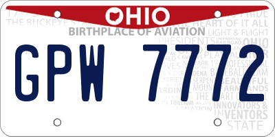 OH license plate GPW7772