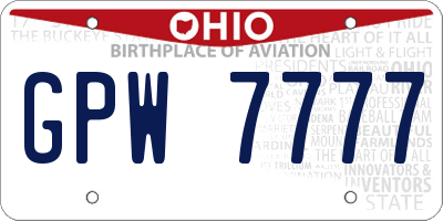 OH license plate GPW7777