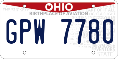 OH license plate GPW7780