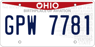 OH license plate GPW7781