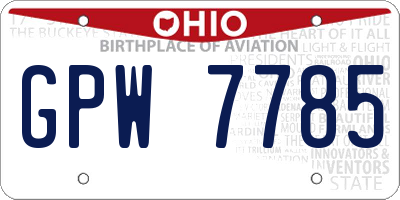 OH license plate GPW7785