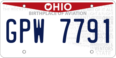 OH license plate GPW7791