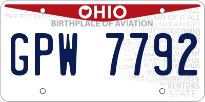 OH license plate GPW7792