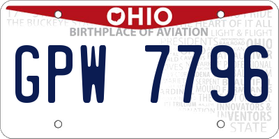 OH license plate GPW7796