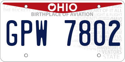 OH license plate GPW7802