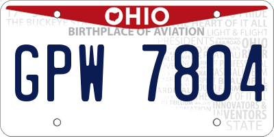 OH license plate GPW7804