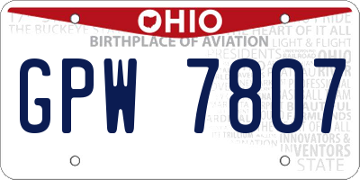 OH license plate GPW7807