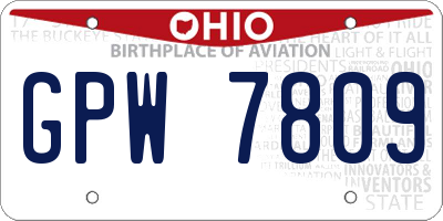 OH license plate GPW7809