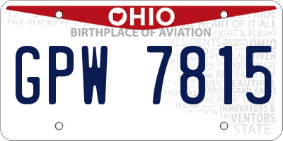 OH license plate GPW7815