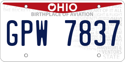 OH license plate GPW7837