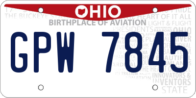 OH license plate GPW7845