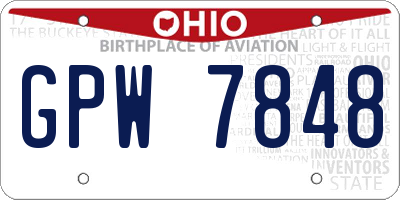 OH license plate GPW7848