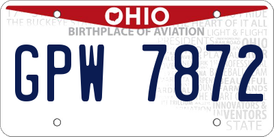 OH license plate GPW7872