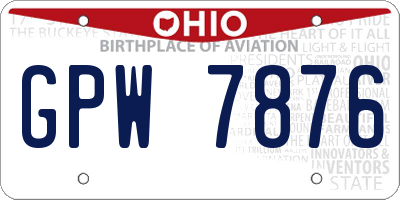 OH license plate GPW7876