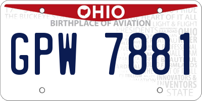 OH license plate GPW7881