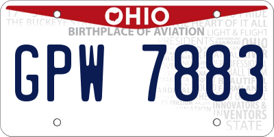 OH license plate GPW7883