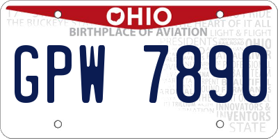 OH license plate GPW7890