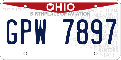 OH license plate GPW7897