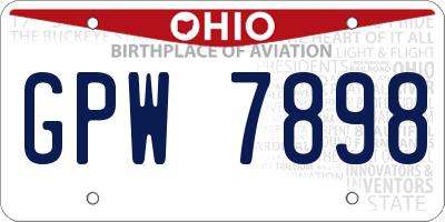 OH license plate GPW7898