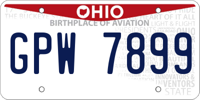 OH license plate GPW7899