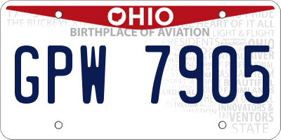 OH license plate GPW7905