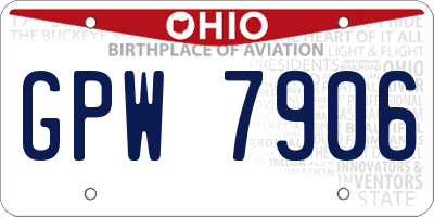 OH license plate GPW7906