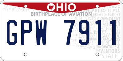OH license plate GPW7911