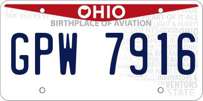 OH license plate GPW7916