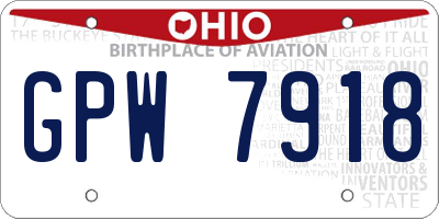 OH license plate GPW7918