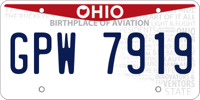OH license plate GPW7919