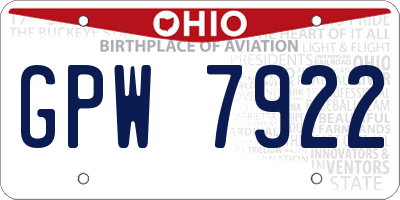 OH license plate GPW7922