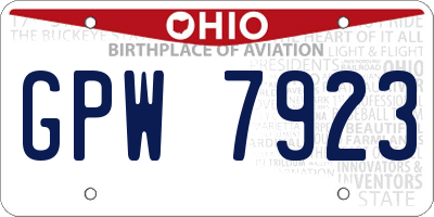 OH license plate GPW7923