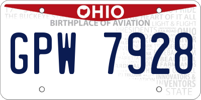 OH license plate GPW7928