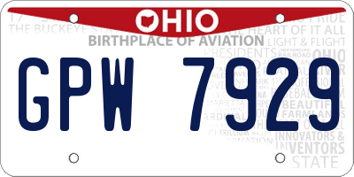 OH license plate GPW7929