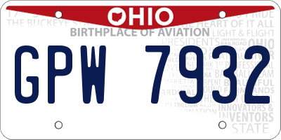 OH license plate GPW7932