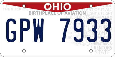 OH license plate GPW7933