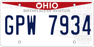 OH license plate GPW7934