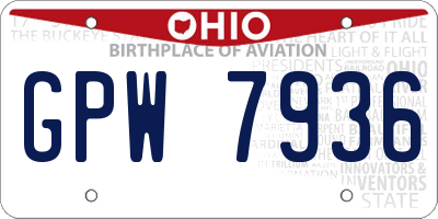 OH license plate GPW7936