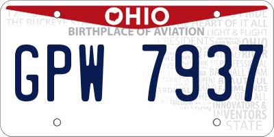 OH license plate GPW7937