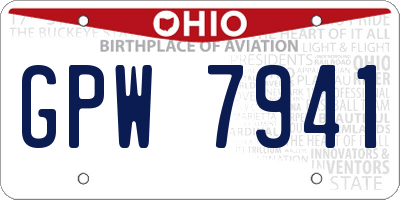 OH license plate GPW7941