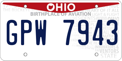 OH license plate GPW7943