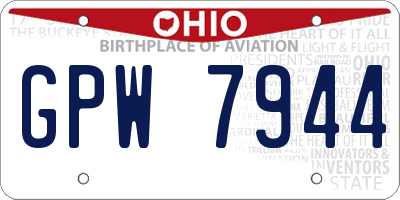 OH license plate GPW7944