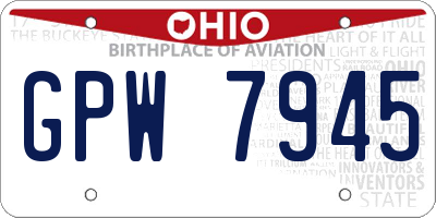 OH license plate GPW7945