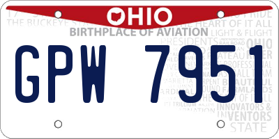 OH license plate GPW7951