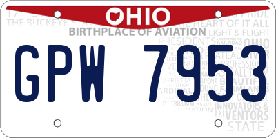 OH license plate GPW7953