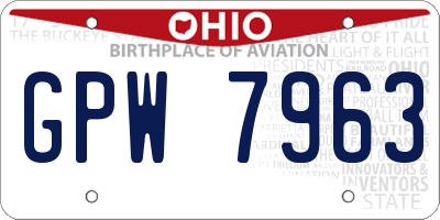 OH license plate GPW7963