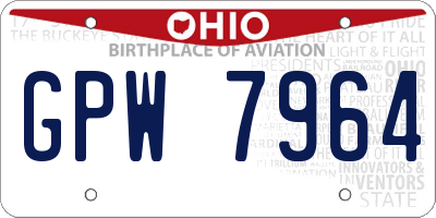 OH license plate GPW7964