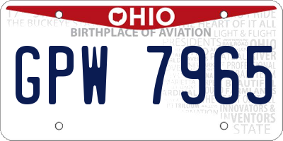 OH license plate GPW7965