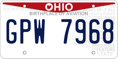 OH license plate GPW7968