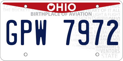 OH license plate GPW7972